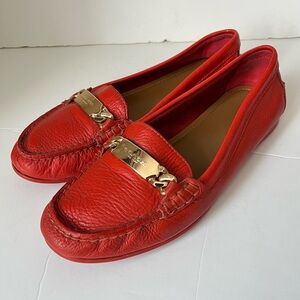 COACH Olive Red Leather Slip On Driver Loafers Women's Size 6.5B